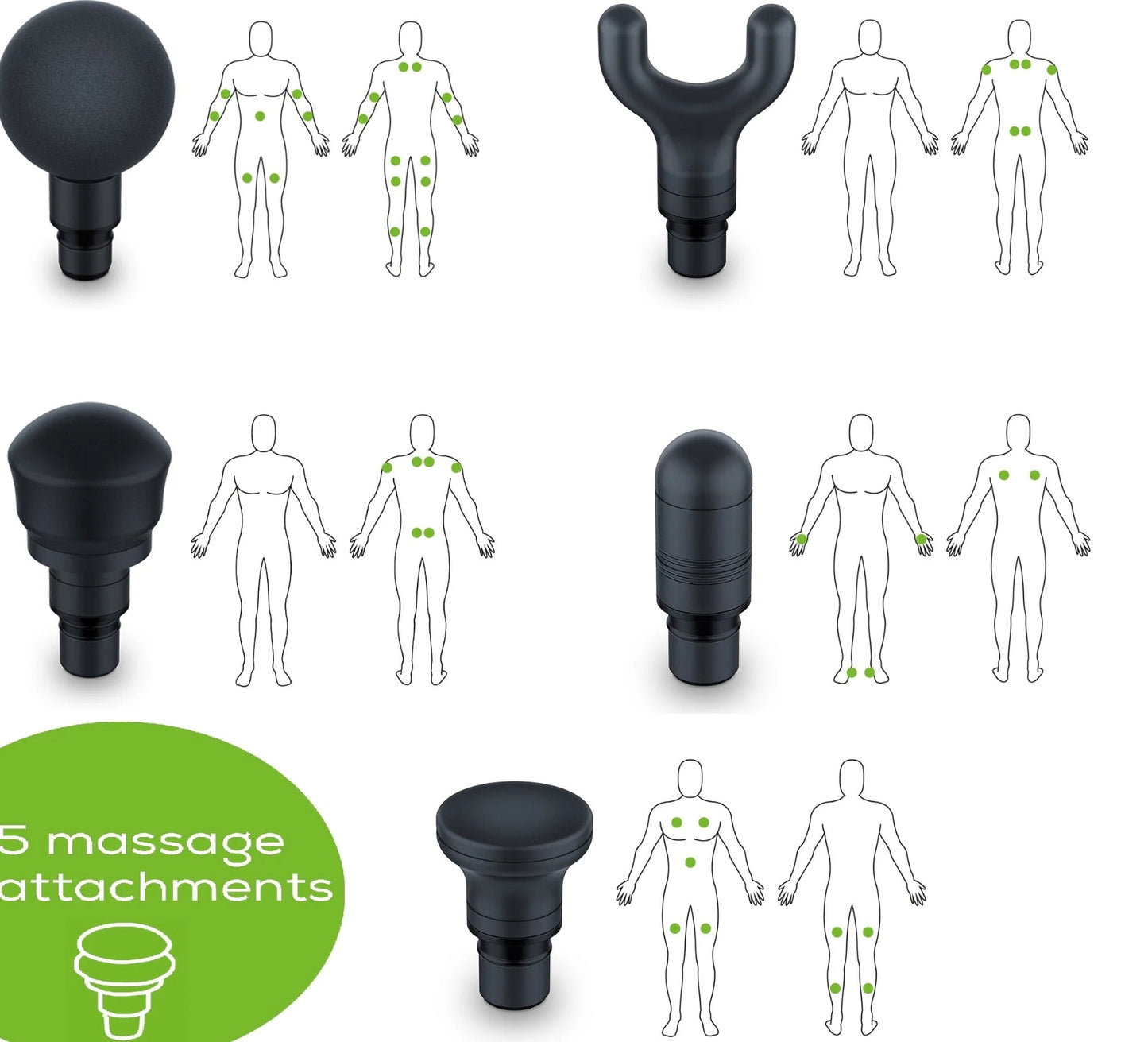 Beurer MG 185 Massage Gun - 9 Intensity levels, 3 Programs, 5 Attachments