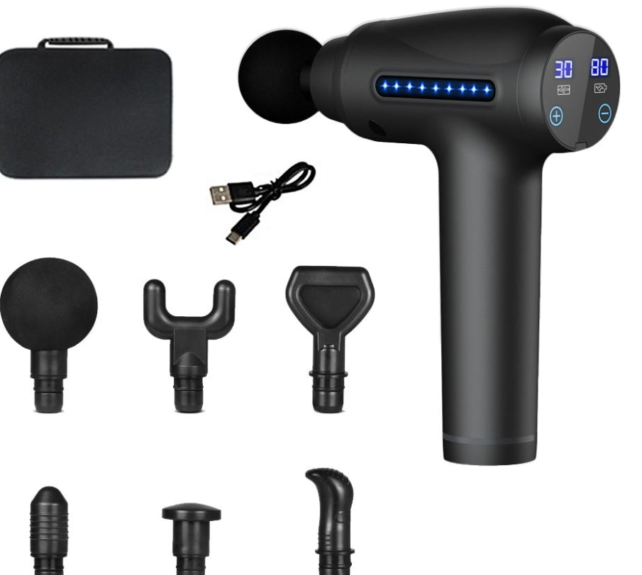 GymGen PulsePro™ 30-Speed Deep Tissue Massage Gun – 6 Heads + Carry Case