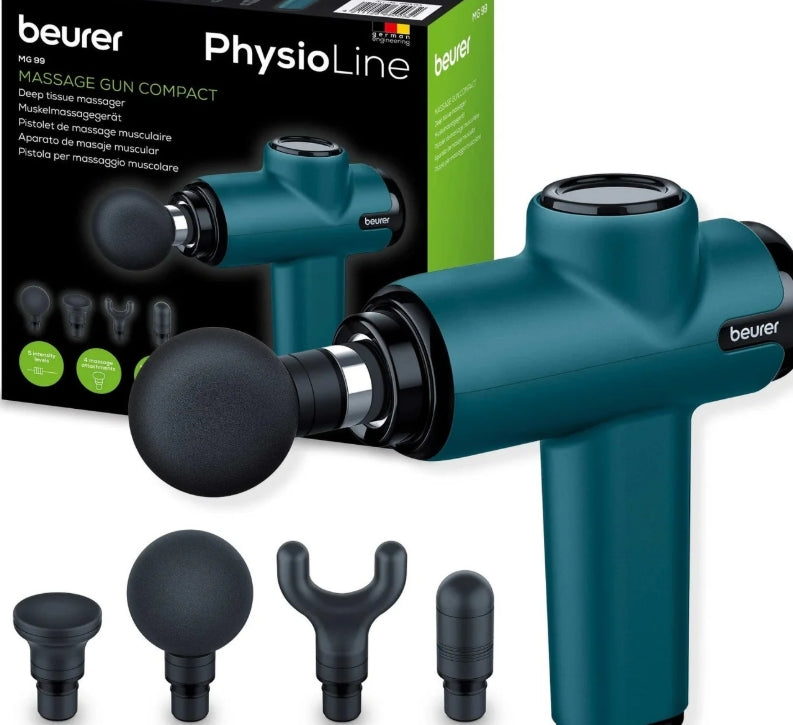 Beurer MG 99 Compact Deep Tissue Massage Gun – 5 Speeds, 4 Attachments, Rechargeable