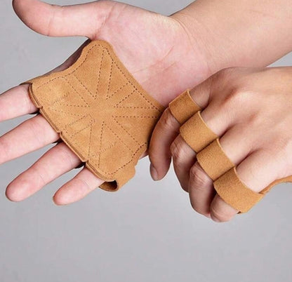 GymGen LUX Hand Grip & Leather Glove Set (Green)