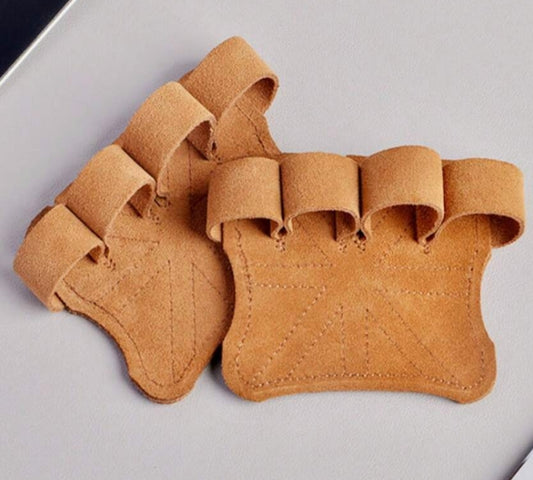 GymGen LUX Hand Grip & Leather Glove Set (Brown)