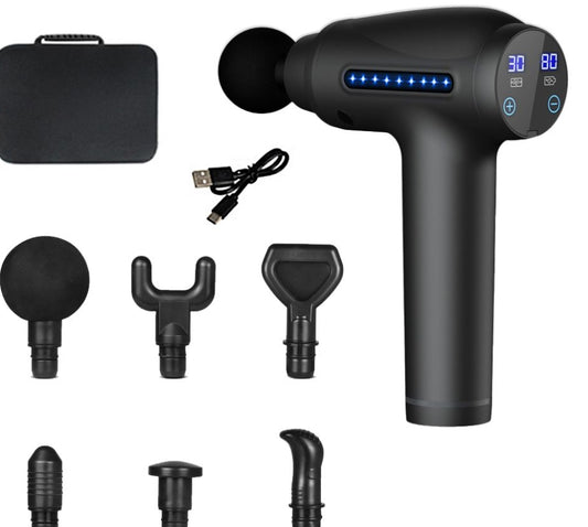 GymGen PulsePro™ 30-Speed Deep Tissue Massage Gun – 6 Heads + Carry Case