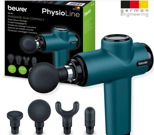 Beurer MG 99 Compact Deep Tissue Massage Gun – 5 Speeds, 4 Attachments, Rechargeable